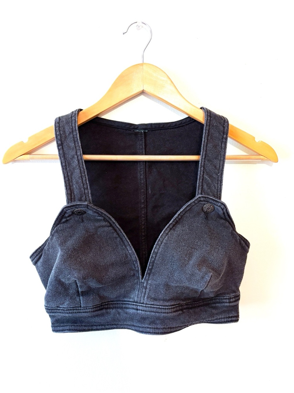 Wild Fable Washed Black Denim Corset Crop Top